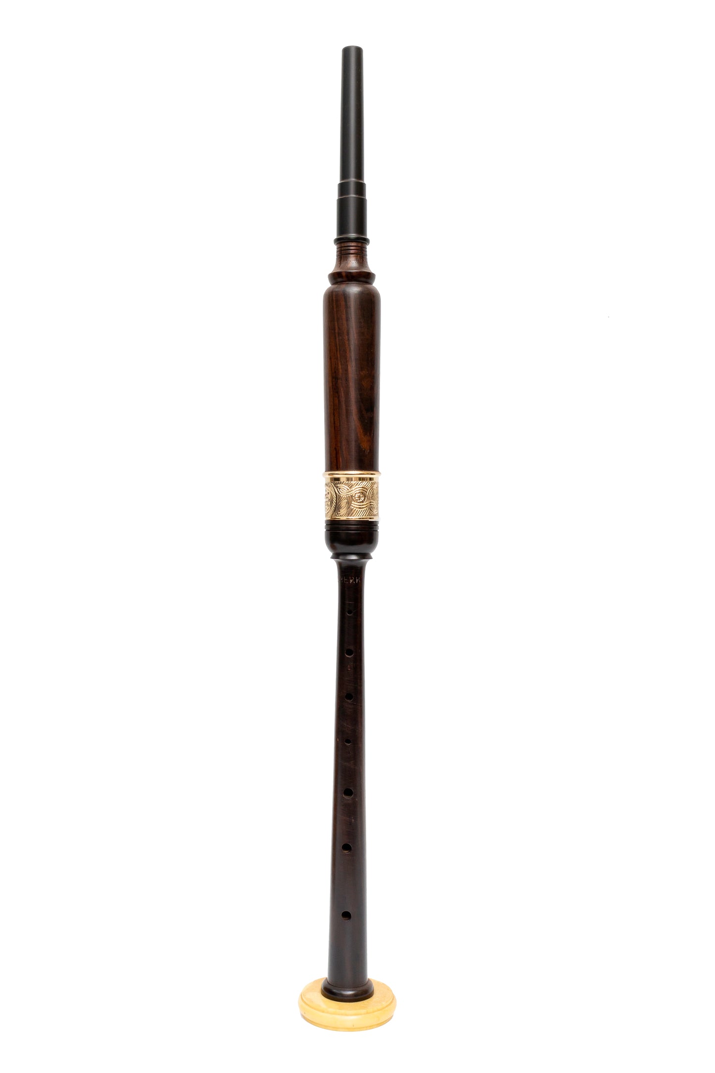 Kilberry Bagpipes Practice Chanter with Plain Ferrule and Imitation Ivory (African Blackwood, Standard Length)