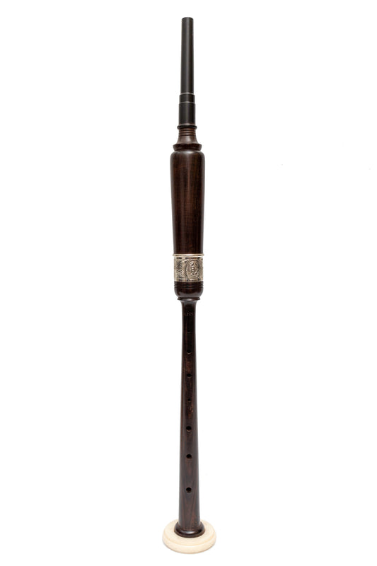 Kilberry Bagpipes Practice Chanter with Engraved Ferrule and Imitation Ivory (African Blackwood, Standard Length)