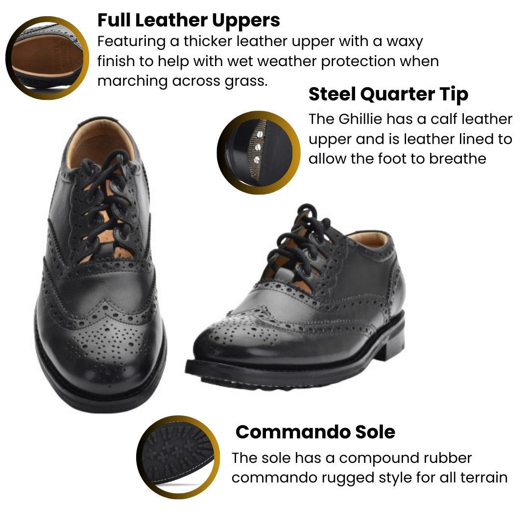 Piper Goodyear Welted Ghillie Brogue - Thistle shoes - Kilberry Bagpipes